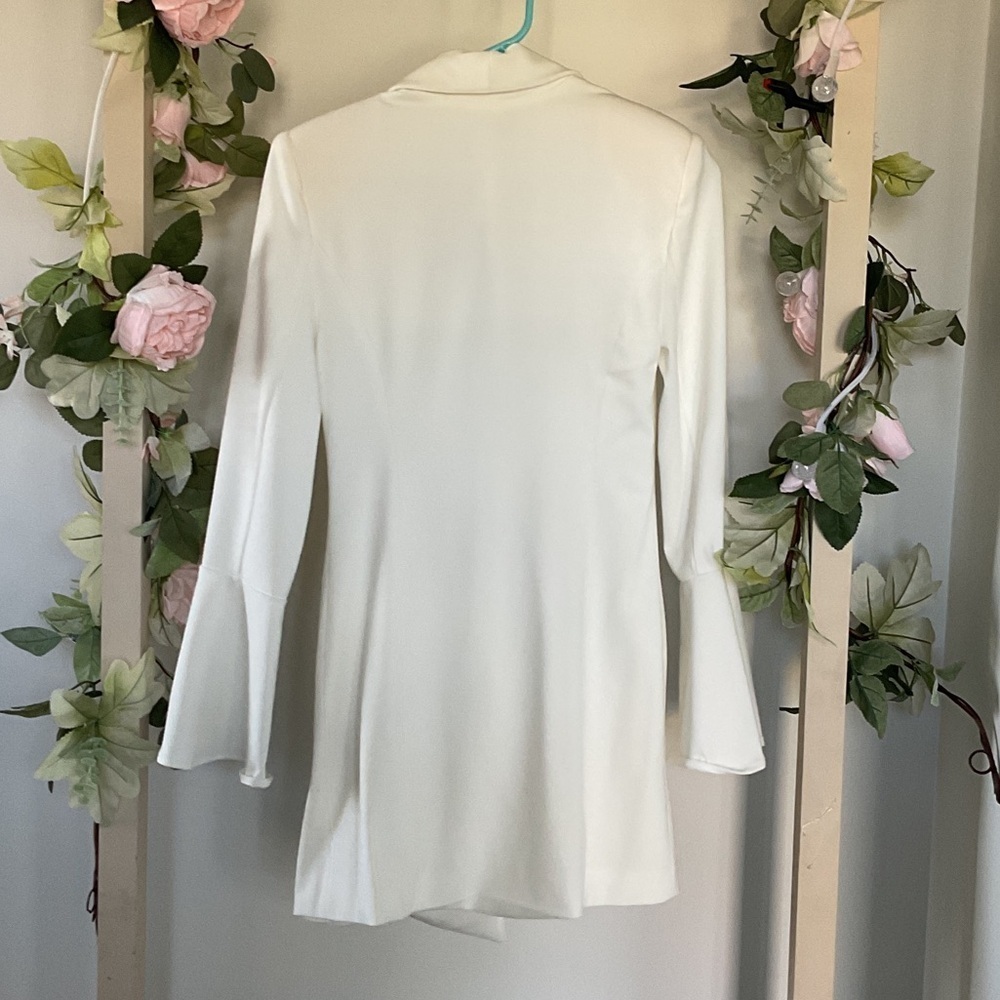 NBD WHITE BLAZER MINI DEESS SIZE XXS. DEEP V COCKTAIL COMO LA FLOR  NEW - Picture 8 of 10